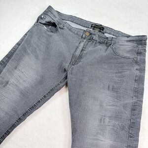 Rocawear Mens Gray Slim Straight Leg Denim Jeans 44x32 Faded‎ Charcoal Stretch